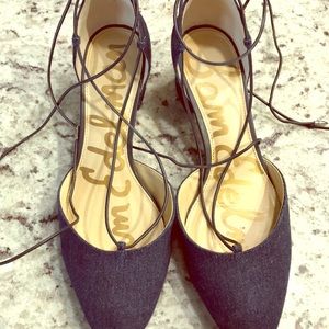 Sam Edelman low block heel! Denim lace up 😍